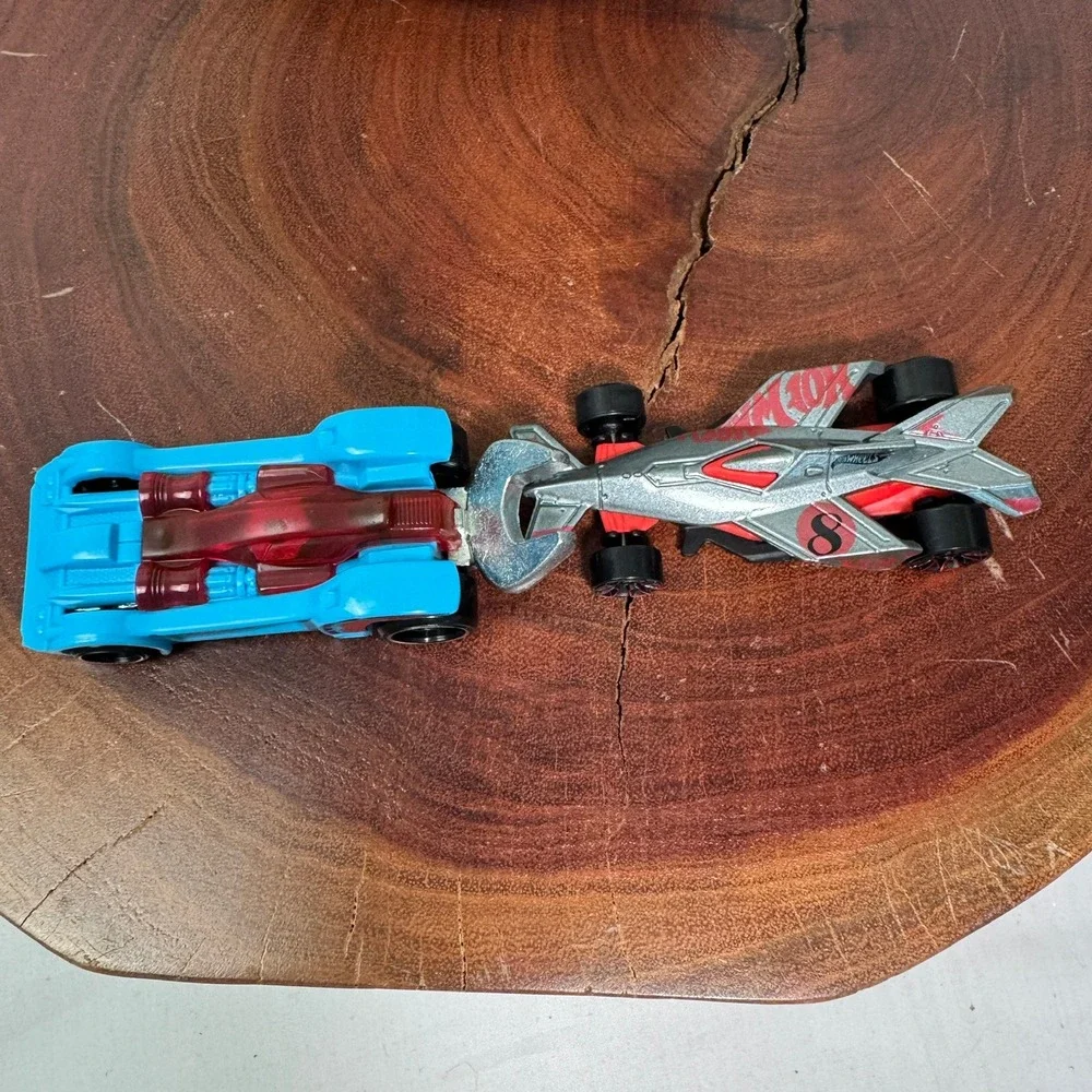 Hot Wheels Tooligan Blue Wrench Car and Silver Racing Diecast Car Lot of 2 2009